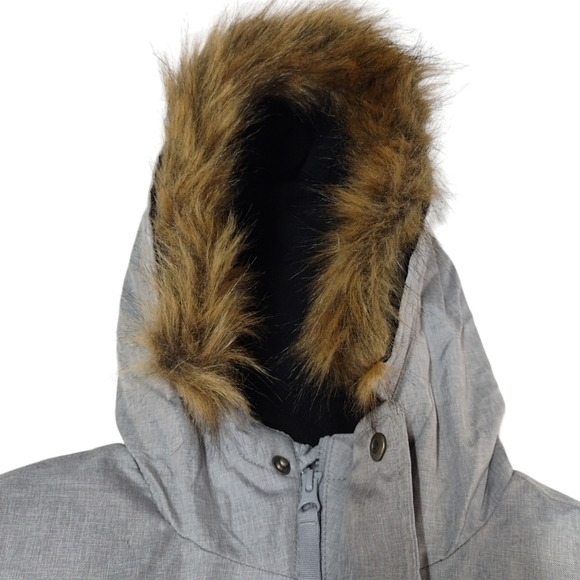 Swiss Tech Boy's Gray Winter Parka Faux Fur Jacket Size L (10/12) - Picture 7 of 12
